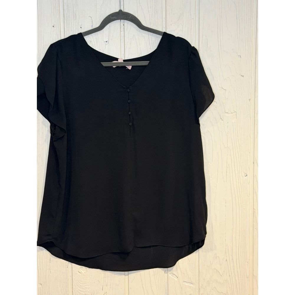 Women's Philosophy Black V-Neck Blouse XL